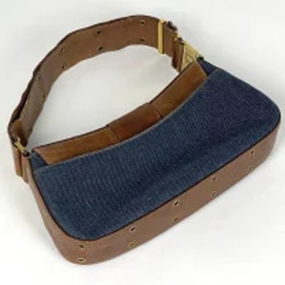 Dior blue Christian bag shoulder street denim Hobo brown Blue Brown